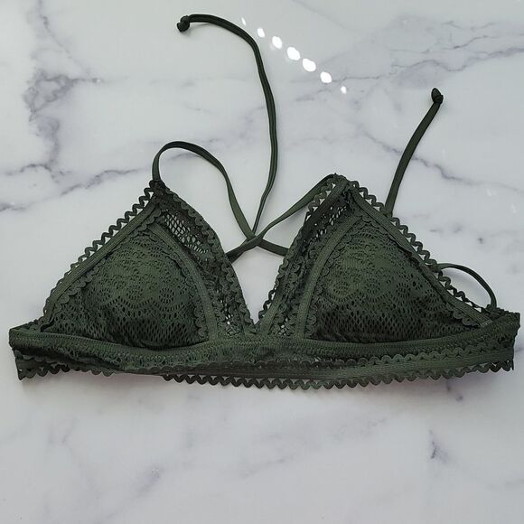 Nwot Becca Moss Green Lace Swim Top - Picture 2 of 6
